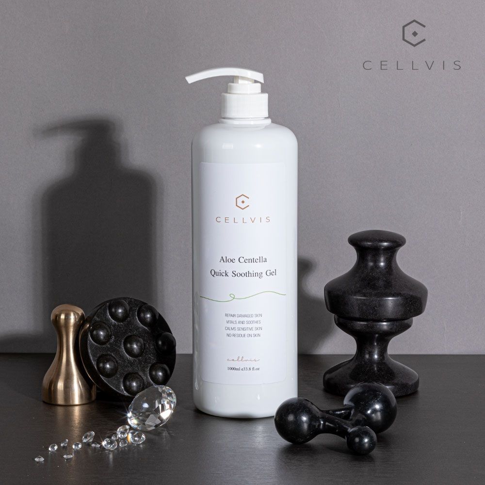 CELLVIS Aloe Centella Quick Soothing Gel 1000ml Professional Aesthetic Grade Instant Skin Calming Hydrating Recovery Gel _ Made in Korea